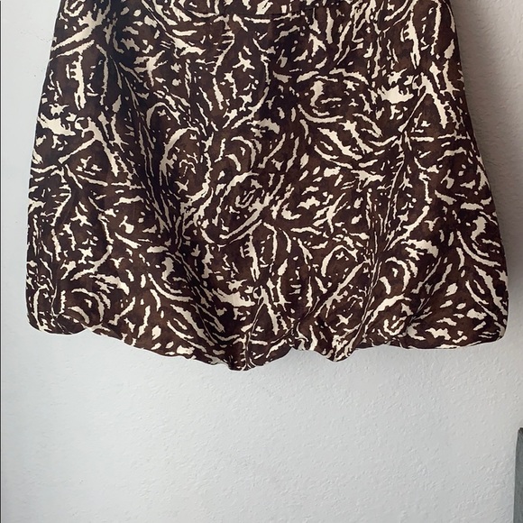 Silk Brown & White Abstract Floral Bell Skirt - Picture 8 of 10